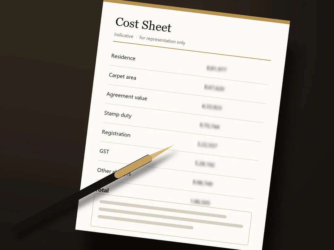 Godrej Downtown Avenue - Cost sheet (representative)